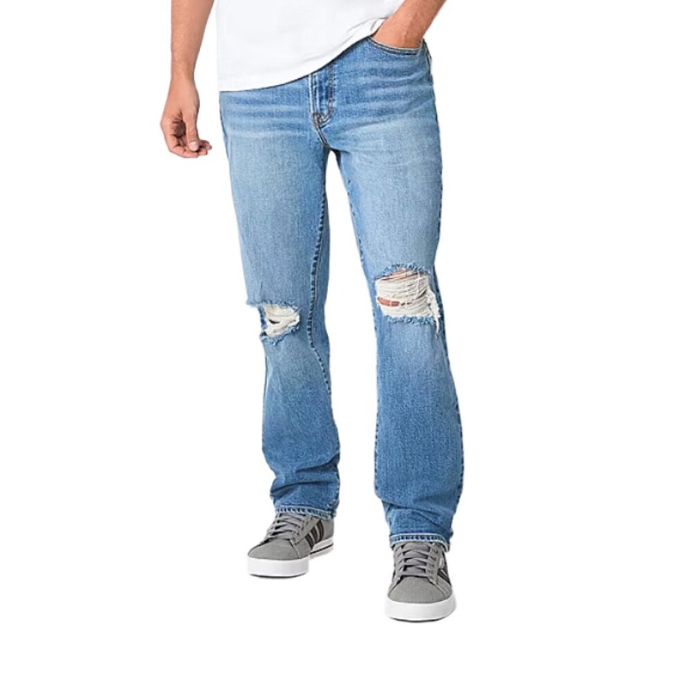 Arizona Advance Flex 360 Jeans Mens 32x30 Loose Fit Distressed Light Wash Denim